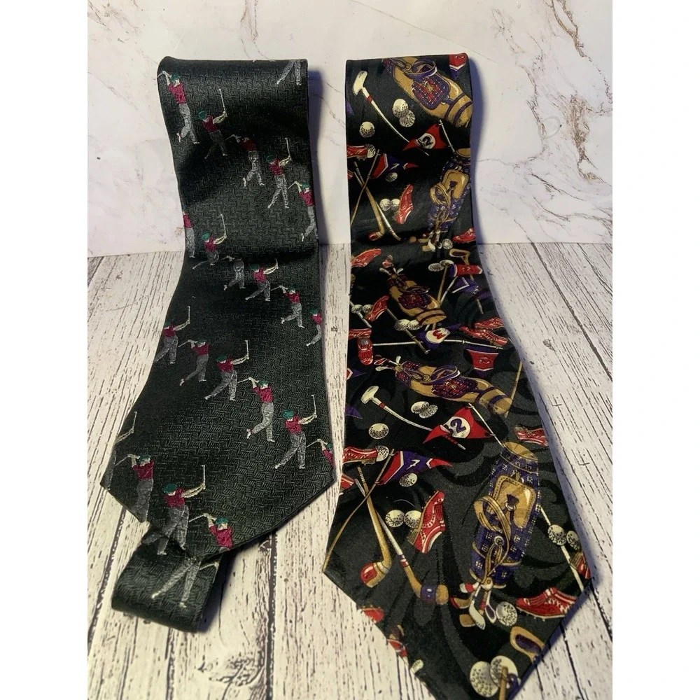 Jack Nicklaus Tie Set Action Golf Swing USA Made Silk Necktie Lot Of 2